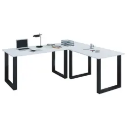 Eckschreibtisch 130/50/76 cm in Schwarz, Weiß