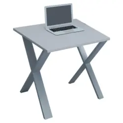 Schreibtisch 80/80/76 cm in Grau, Silberfarben