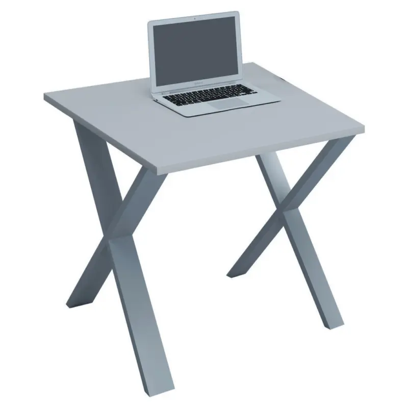 Schreibtisch 80/80/76 cm in Grau, Silberfarben