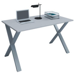 Schreibtisch 140/80/76 cm in Grau, Silberfarben