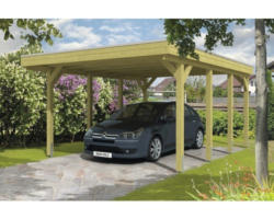 Einzelcarport SKAN HOLZ Friesland 397x555 cm mit Aluminium-Dach tauchimprägniert