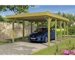 Einzelcarport SKAN HOLZ Friesland 397x708 cm mit Aluminium-Dach tauchimprägniert