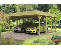 Doppelcarport SKAN HOLZ Friesland 557x555 cm mit Aluminium-Dach tauchimprägniert