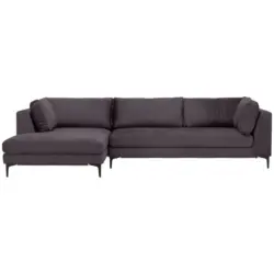 Ecksofa in Velours Anthrazit