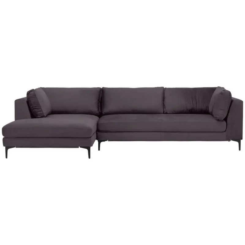Ecksofa in Velours Anthrazit