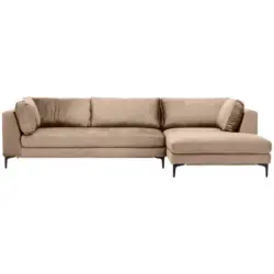 Ecksofa in Velours Hellbraun