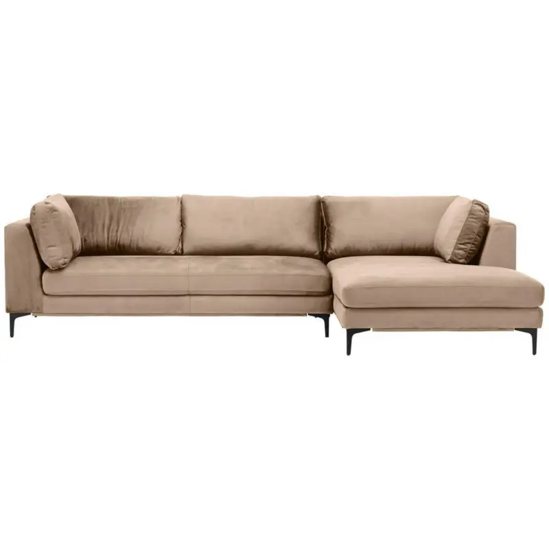 Ecksofa in Velours Hellbraun