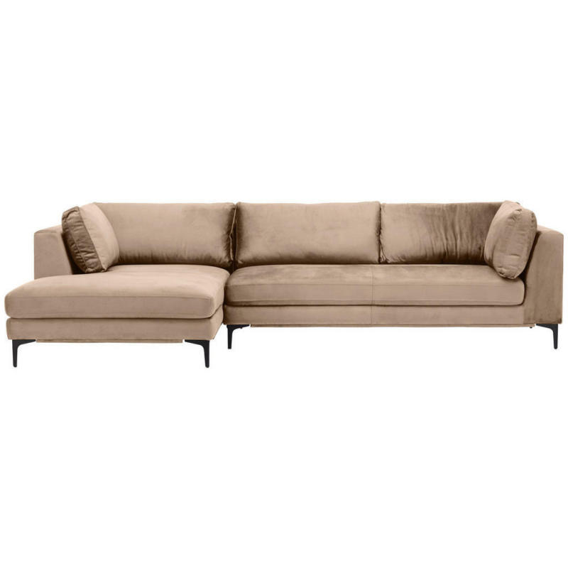 Ecksofa in Velours Hellbraun