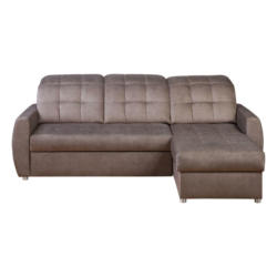 Eckschlafsofa in Webstoff Taupe