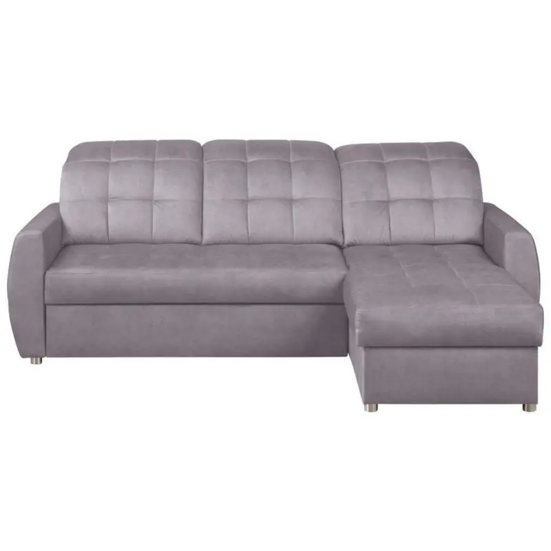 Eckschlafsofa in Webstoff Silberfarben
