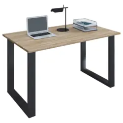 Schreibtisch 140/50/76 cm in Schwarz, Sonoma Eiche