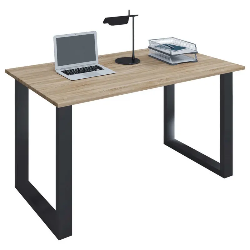 Schreibtisch 140/50/76 cm in Schwarz, Sonoma Eiche