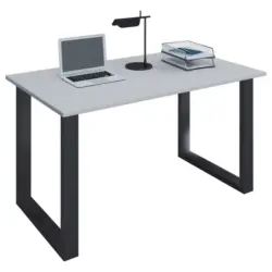 Schreibtisch 140/50/76 cm in Grau, Schwarz