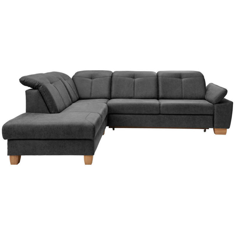 Eckschlafsofa in Mikrofaser Schwarz