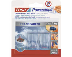 tesa Powerstrips Transparent Deco Haken L 2 Stück