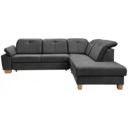 Eckschlafsofa in Mikrofaser Schwarz