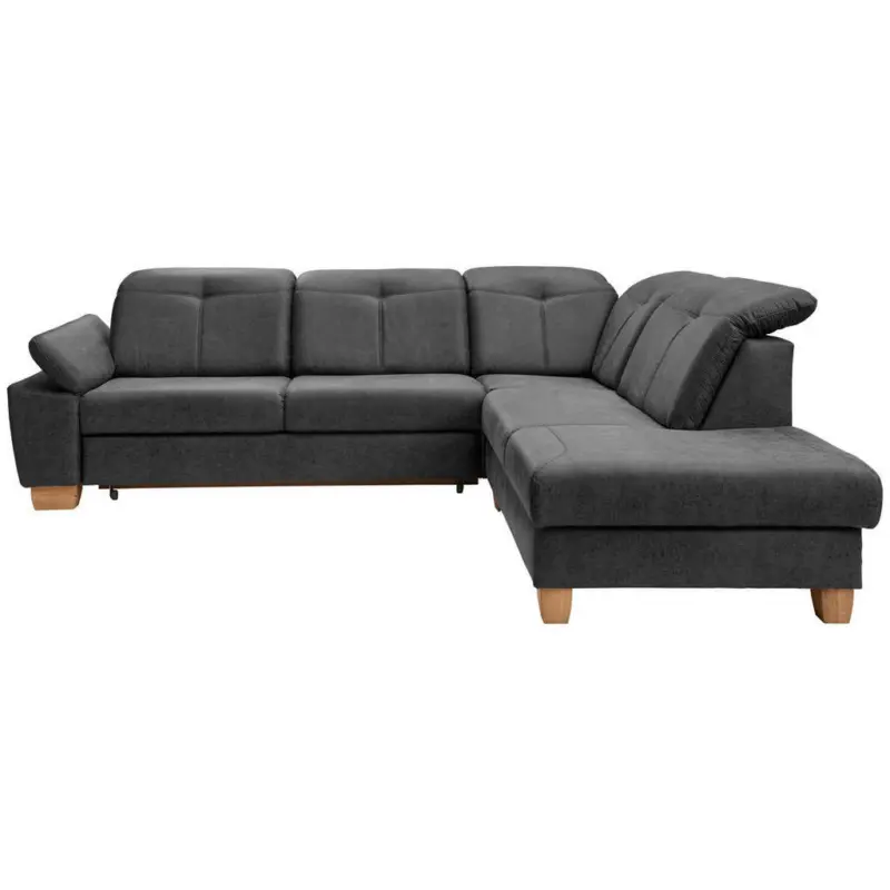 Eckschlafsofa in Mikrofaser Schwarz