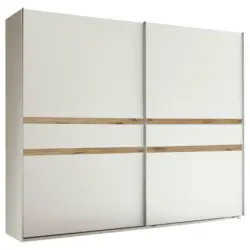 Schwebetürenschrank in Weiß, Eichefarben