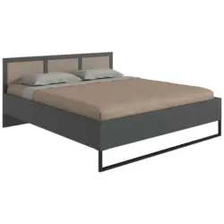 Futonbett 160/200 cm in Graphitfarben, Eichefarben