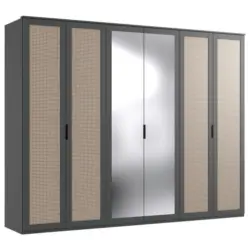 Drehtürenschrank in Graphitfarben, Eichefarben