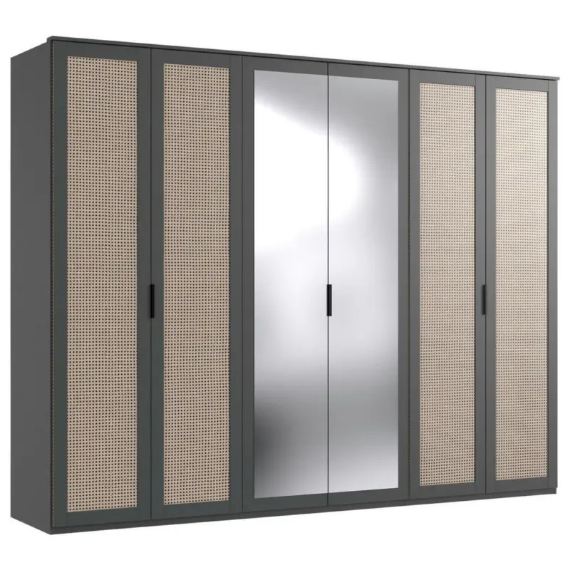 Drehtürenschrank in Graphitfarben, Eichefarben