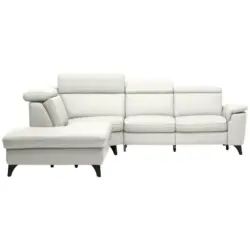 Ecksofa in Echtleder Wei&szlig;