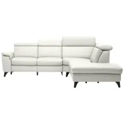Ecksofa in Echtleder Weiß