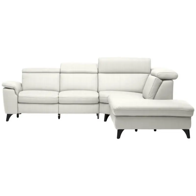 Ecksofa in Echtleder Weiß