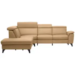 Ecksofa in Echtleder Honig