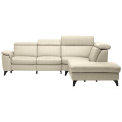 Ecksofa in Echtleder Creme