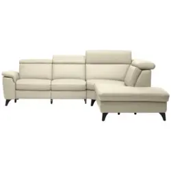 Ecksofa in Echtleder Creme