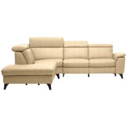 Ecksofa in Echtleder Beige