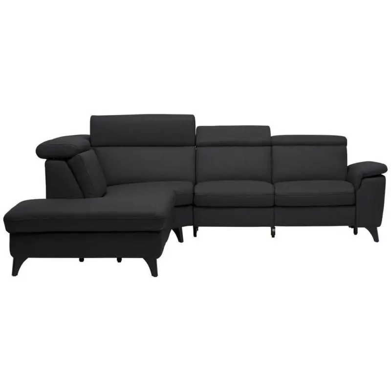 Ecksofa in Echtleder Schwarz