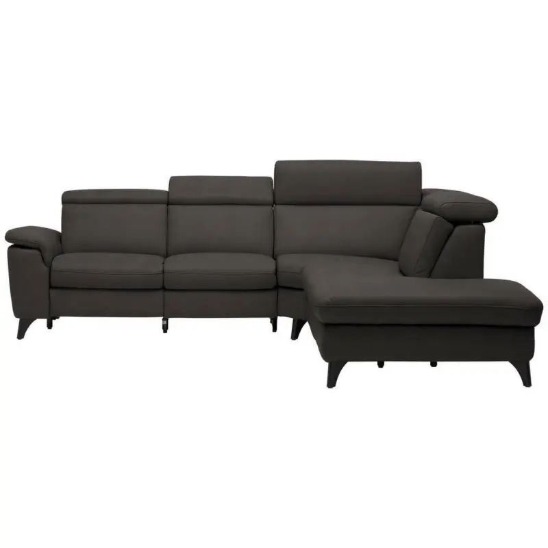 Ecksofa in Echtleder Dunkelbraun