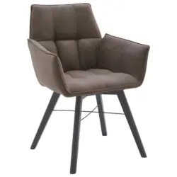 Armlehnstuhl in Holz, Textil Grau, Cappuccino