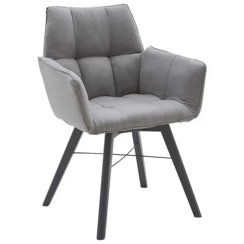 Armlehnstuhl in Holz, Textil Grau, Hellgrau