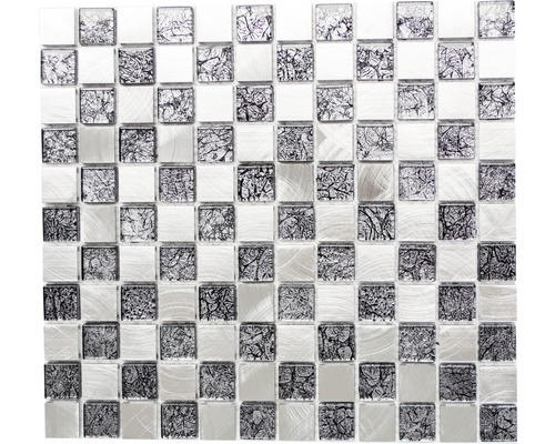 Aluminiummosaik XAM A851 32,7x30,2 cm silber schwarz