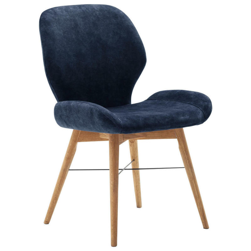 Stuhl in Holz, Textil Dunkelblau
