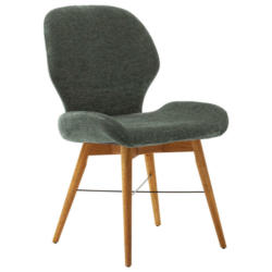Stuhl in Holz, Textil Olivgrün, Cappuccino, Wildeiche