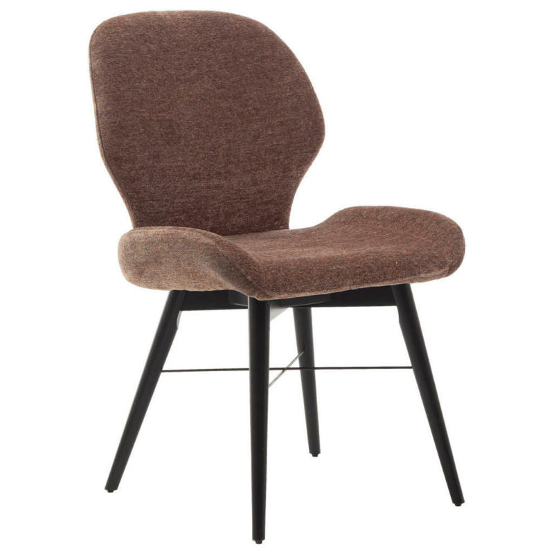 Stuhl in Holz, Textil Schwarz, Rostfarben