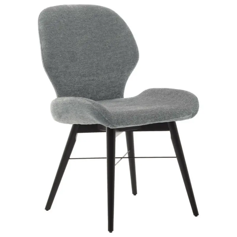 Stuhl in Holz, Textil Anthrazit, Schwarz