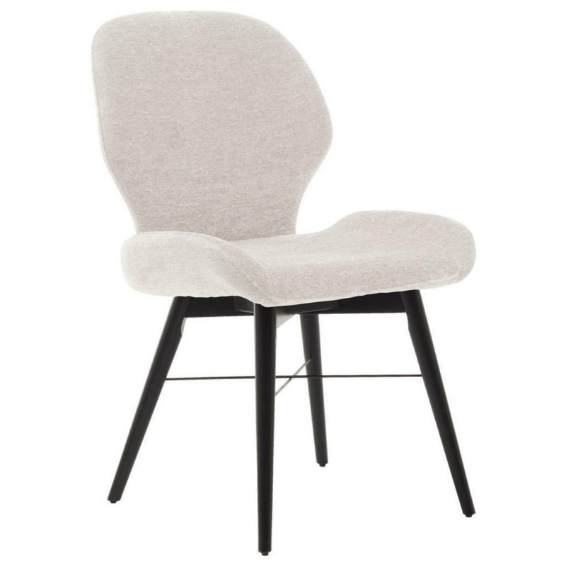 Stuhl in Holz, Textil Schwarz, Weiß