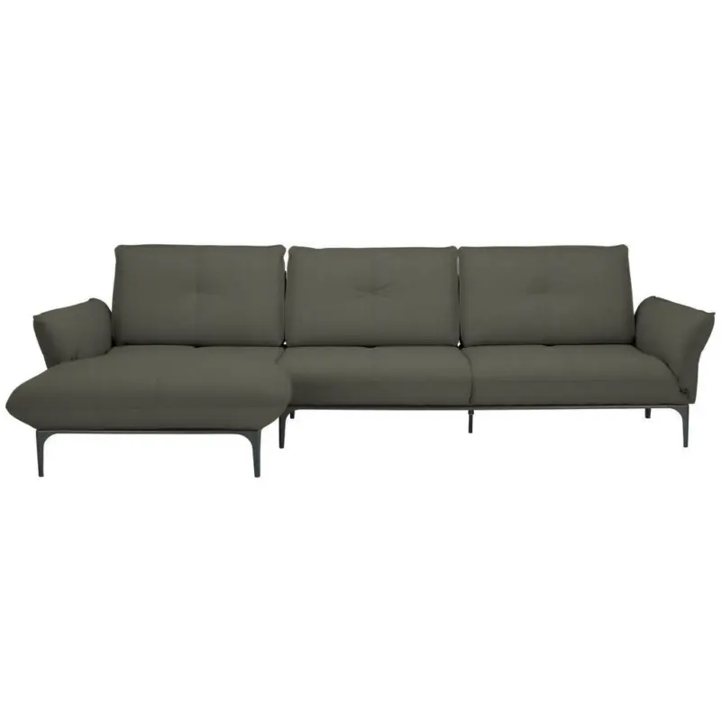 Ecksofa in Echtleder Graubraun