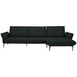 Ecksofa in Echtleder Schwarz