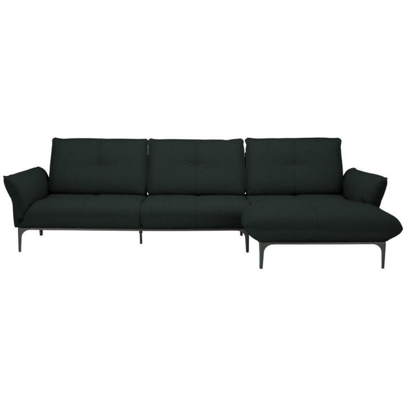 Ecksofa in Echtleder Schwarz