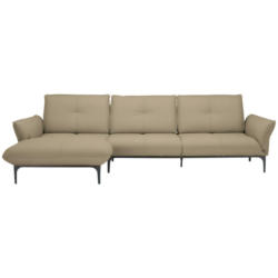 Ecksofa in Echtleder Beige