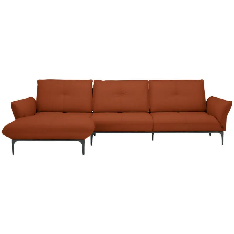 Ecksofa in Echtleder Terracotta