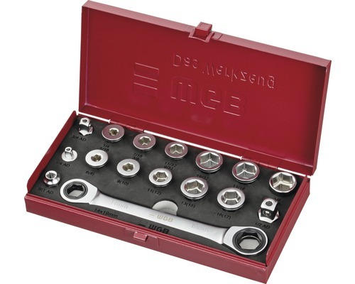 1/2" Durchsteck-Doppelring-Ratschenschlüssel-Garnitur WGB 16-tlg