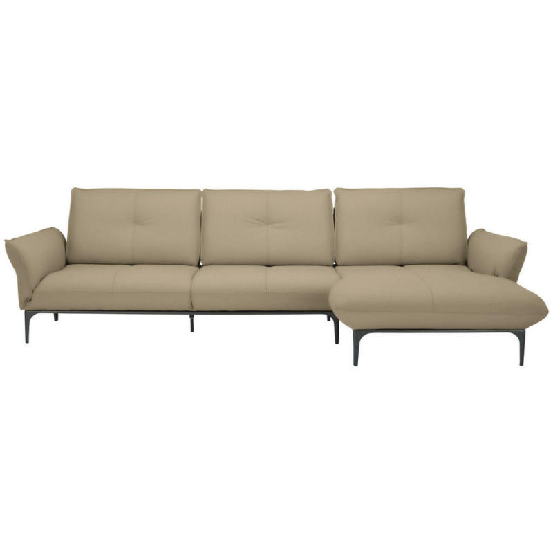 Ecksofa in Echtleder Beige