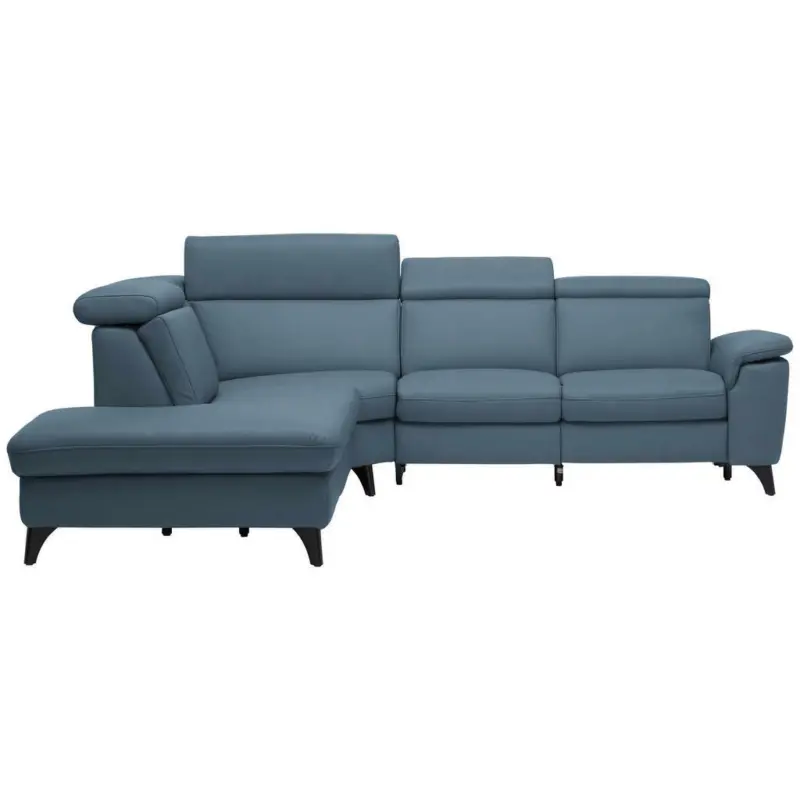 Ecksofa in Echtleder Blau